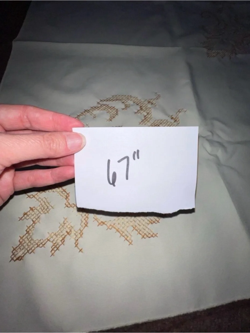 Ivory Tablecloth with Beige Embroidered Floral Motif